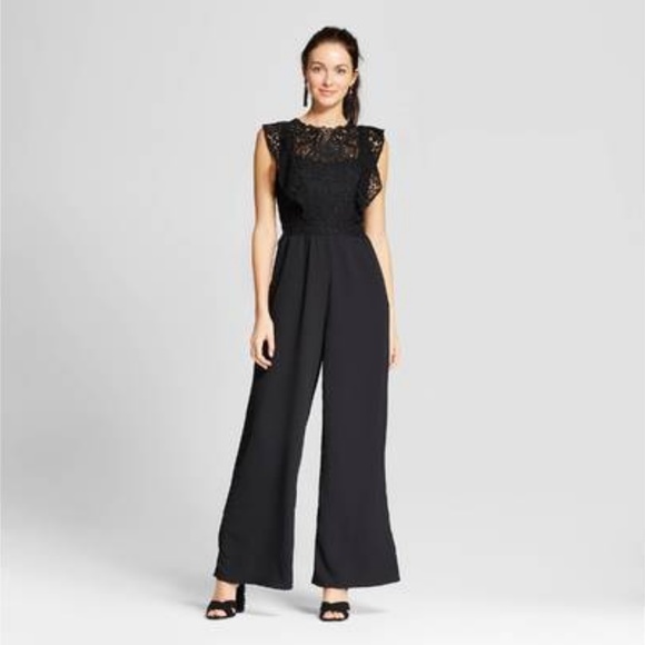 Xhilaration Pants - EUC Black Lace Jumpsuit size medium
